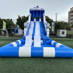 China Commercial Giant Inflatable Double Slide with Water Pool Inflatable water Slide Castle For Summer Fun on sale