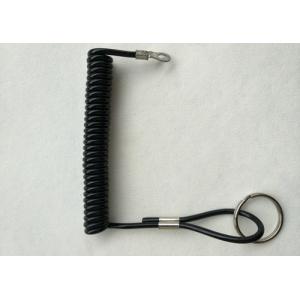 Wholesale Solid Black Plastic Spring String Lanyard w/Key Ring&amp; Metal Eyelet from china suppliers
