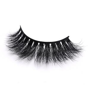 Wispy Fluffy False Eyelashes , 16mm Faux Fur Lashes Natural Black