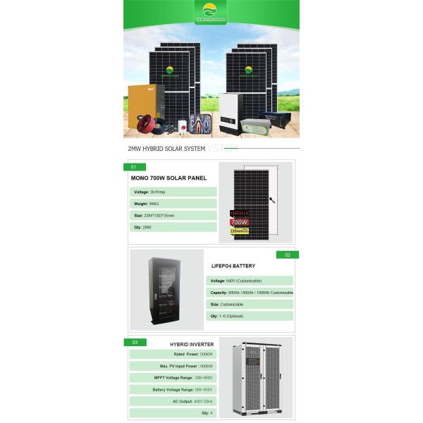 ODM 2MW Solar Hybrid Kit Hybrid Grid Tie Solar System Ground Installation