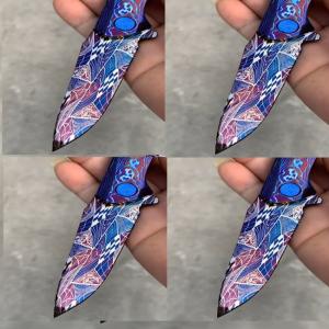 Custom Fixed Blade Camping Knife High Precision Damascus Texture