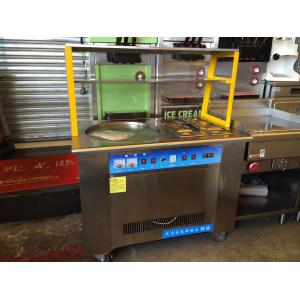 Single Pan Fried Rolled Ice Cream Machine With 6 Pcs Topping Container