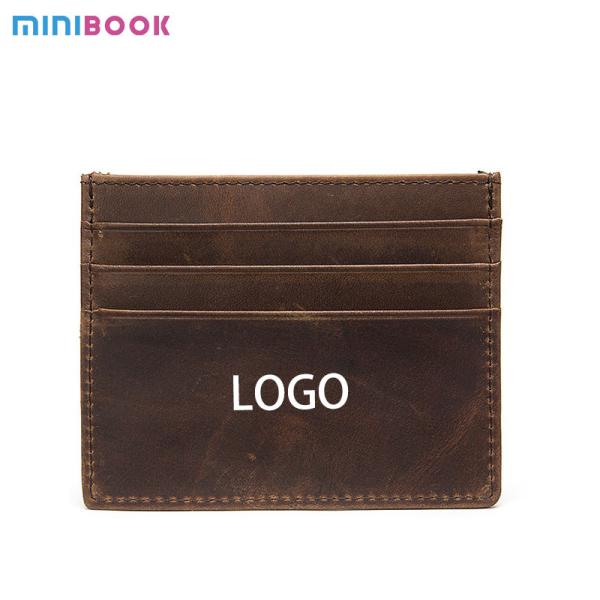 Advantageous Low MOQ Mix Models Custom Logo Slim Leather Card Holder PU Leather