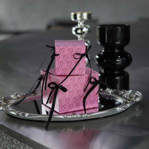 Custom Heart Pattern Gift Box with Ribbon Wedding Valentine Packaging