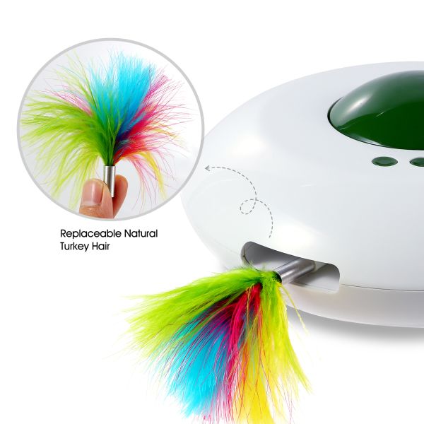 Electric UFO Smart Automatic Cat Interactive Toy with LED lights and feather attachments