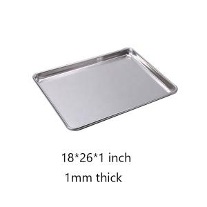 Wholesale 26*18 inch 1mm thick rectangle wire-in-the-rim tray aluminum alloy baking traywire-in-the-rim oven tray flat metal baking tray from china suppliers