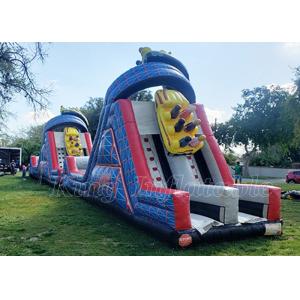Backyard Obstacle Course Bounce House PVC Blue Largest Inflatable Obstacle