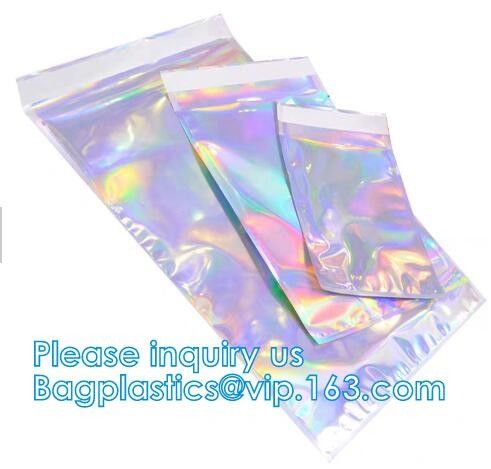 Metallized Slider Zipper Mailer pack Hologram Shiny Foil Glamour Holographic Mailers Metallic Apparel garment clothes