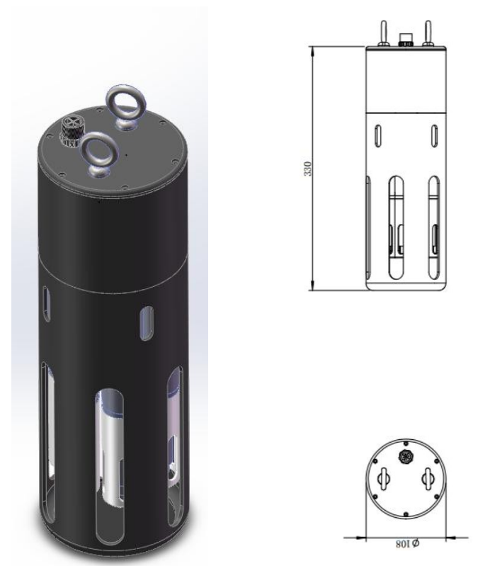 Multi-parameter water quality sensor Size