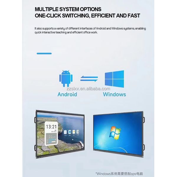 LED Teaching Screen Education Android Windows System Smart Board Class Interactive All in One Machine