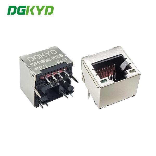 Quality 52F Single Port Network Socket 8P8C In-Line Connector With Light Without Transformer Modular Jack for sale
