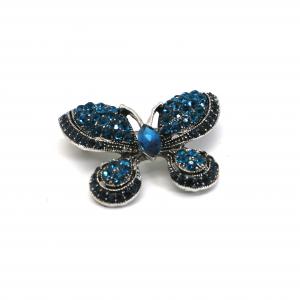 China Green Alloy Fashion Brooch Pin , Butterfly Diamond Brooch 2.8cm Height on sale