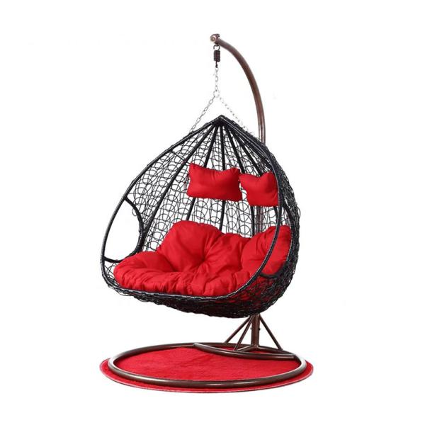 Wicker SGS 150Kgs Capacity Double Hanging Rattan Chair With Metal Stand