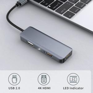 Dual USB C Adapter 3 In 1 Dongle 4K HDMI Docking Station Compatible MacBook Pro