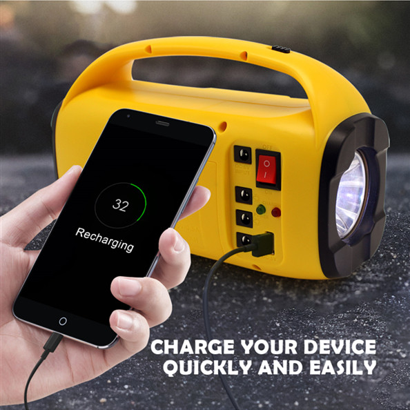 Quality Renewable home lighting solar power energy kit generator 8ah DC 6v 3w solar fm radio  led light torch for sale