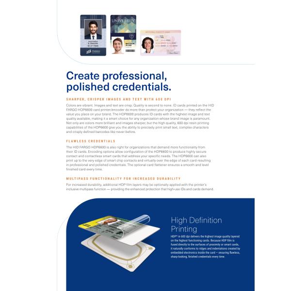 Powerful HID Fargo HDP6600 Dual-Side ID Card Printer with 600dpi and 084911/084900 Ribbon