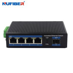 Din Rail Industrial Fiber Switch 10/100/1000M 4 UTP To SFP Slot 24V Unmanaged