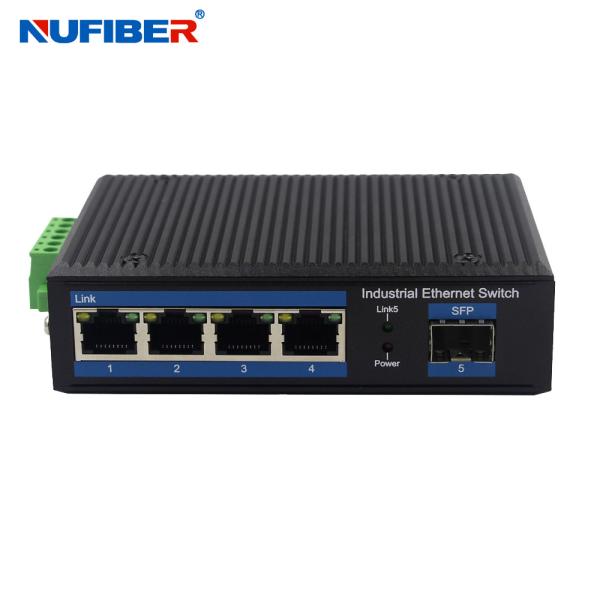 Din Rail Industrial Fiber Switch 10/100/1000M 4 UTP To SFP Slot 24V Unmanaged