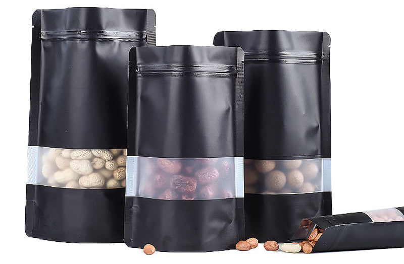 Custom Solid Color Matte Doypack Eco-friendly Recyclable PET/PE Plastic Bag Resealable Ziplock Stand up Pouches with Window