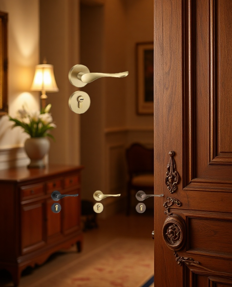 Durable Copper Lock with Solid Brass Forged Lever and Faceplate Ideal for Entrance and Dummy Applications on Wooden and Metal Doors