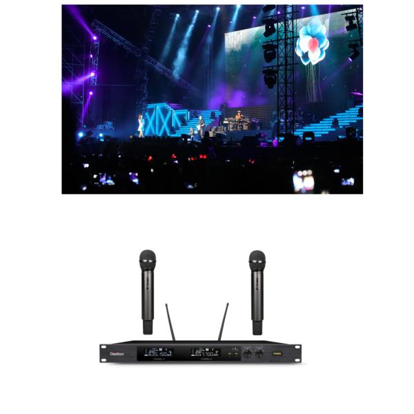 Quality Wireless Handheld Dynamic UHF Microphone System 200ft With Rechargeable Receiver for sale