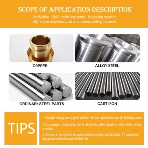 65° Full-thread Tungsten Carbide End Mill for M2 to M48 Threading with Single