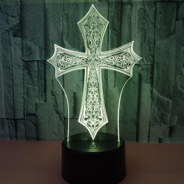 custom oem Islam Christian religion Cross 3D Night Light Touch Remote table lamp child gift