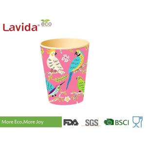 Biodegradable Durable Bamboo Fibre Coffee Cup Nature Pattern With Handrwan