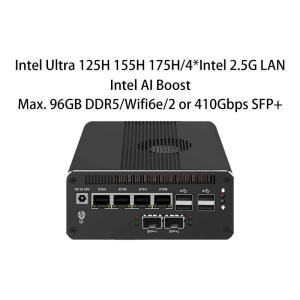 Zynshield AI Mini PC Intel Ultra 125H 155H 185H Wifi6e 10G SFP+ 40G QSFP+ Max.