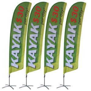 Green / Orange Feather Flags And Banners Embroidered Exquisite Beach Flag