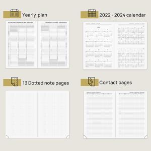 Leatherette Paper Hardcover OEM ODM A5 2023 Planner Daily Schedule Monochrome