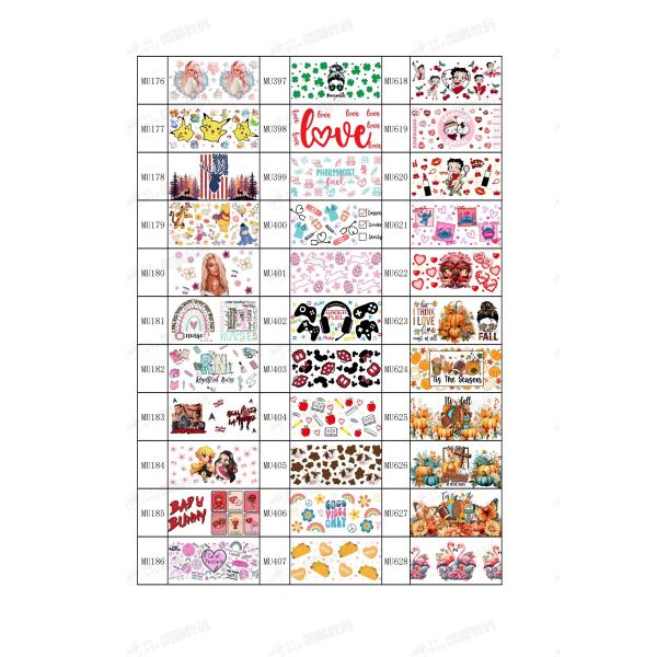 24oz UV DTF Tumbler Wraps UV Resistant Waterproof Weatherproof