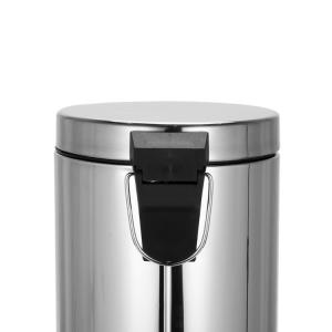 Round Stainless Steel Trash Can with Rolling Cover Foot Pedal Bin 3L/5L/8L/12L