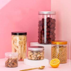 Empty Clear 500ml Wide Mouth Food Plastic Jars With Screw Lids