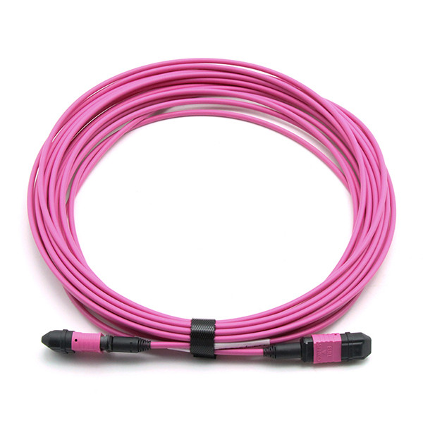 Male To Female MPO Trunk Cable Assembly 12 Fibers Polarity A OM4 OFNP Magenta