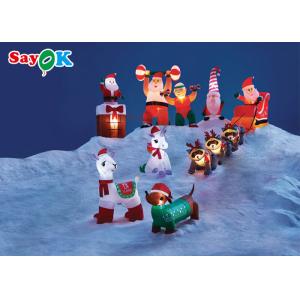 Giant Christmas Inflatable Xmas Decorations Three Raccoons Pull Santa Claus To
