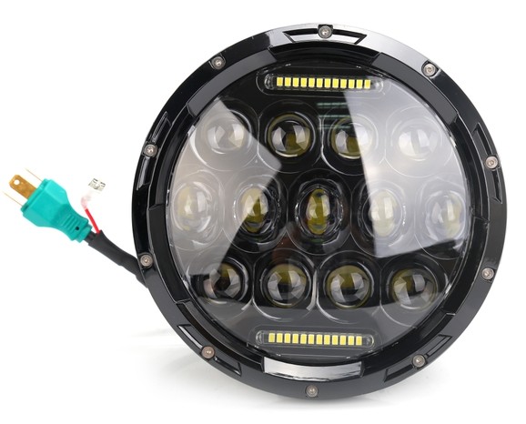 Jeep Wrangler 7 inch 75W headlight black/silver base For JK Headlamp wrangler