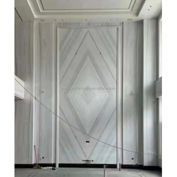 Hotel Design Style Modern White Marble TV Wall Board Panel for Home Renovation Project