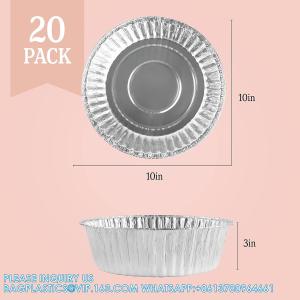 10'' Inch Round Tin Foil Pans Disposable Aluminum, Extra Deep Freezer & Oven