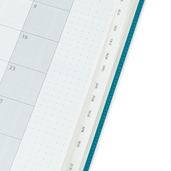 OEM ODM A4 2023 Weekly Monthly Planner Pacific Green Vegan Leather