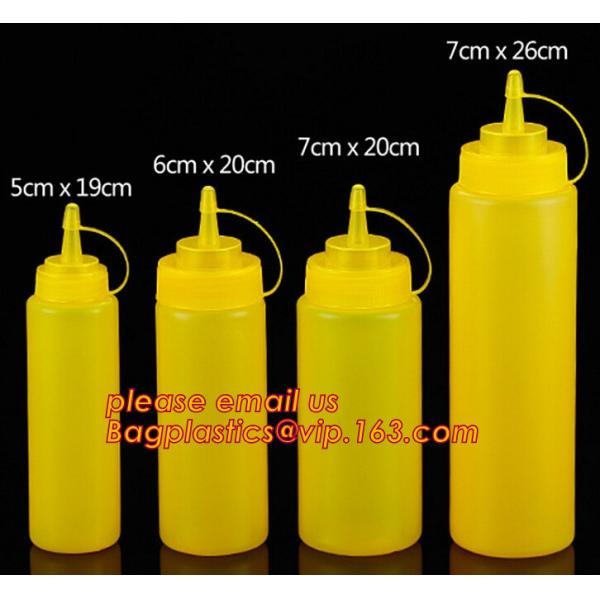 Quality FDA Food Grade 8oz Empty Custom LDPE Plastic Ketchup Squeeze Bottle with Scale for Syrup, Sauce, Ketchup, BBQ Sauce, Con for sale