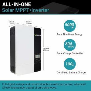 Growatt 5000W Solar Inverter Pure Sine Wave 48Vdc To 220Vac Off Grid Power