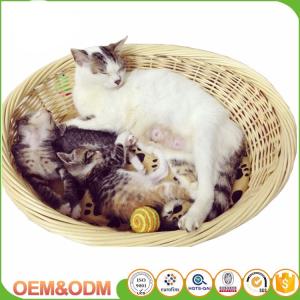 Wicker pet basket willow dog house wicker cat bed M size with mat