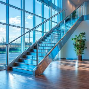 China Corrosion-Resistant 304 Stainless Steel Handrails with Square Mount for Glass Railings on sale