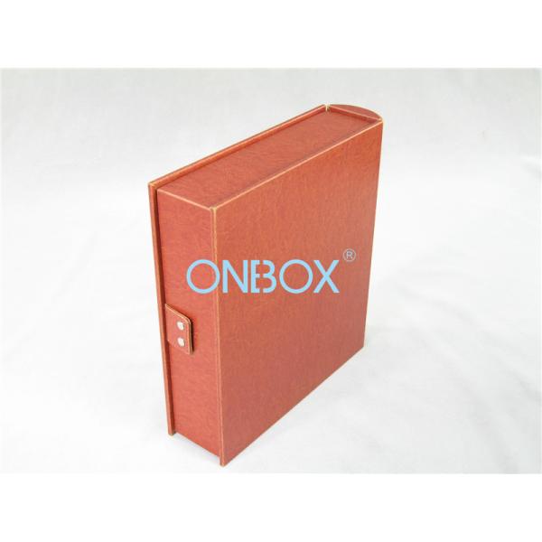Leather Wine Packaging Boxes Personalized Book Shape , Wine Bottle Gift Box