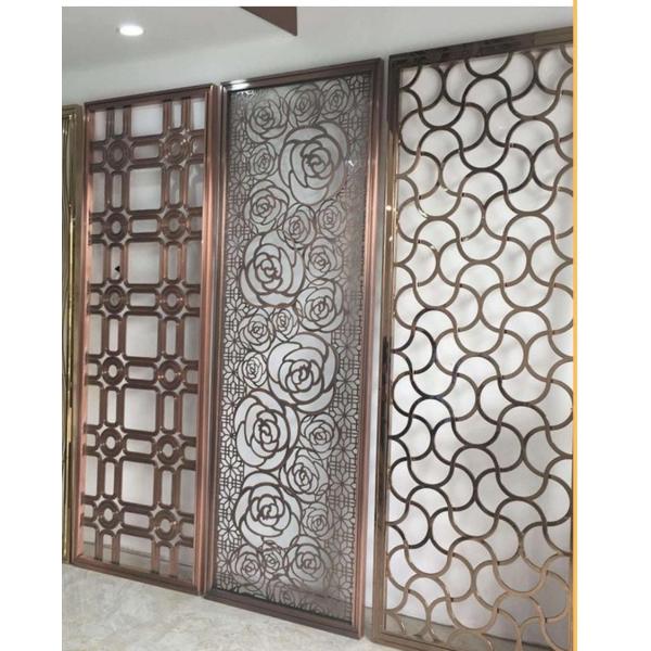 Customizable Stainless Steel Room Divider With Elegant Pattern Laser Cutting