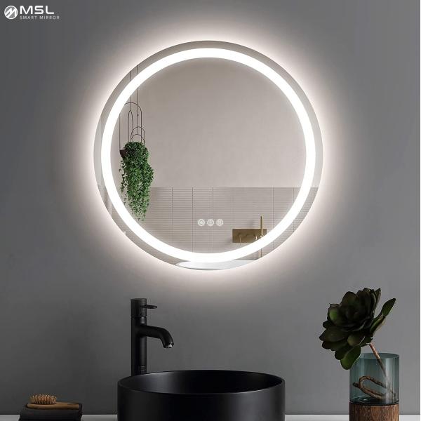 12V LED Round Bathroom Mirror Customized Lighted Smart Mirror 5mm With Warm