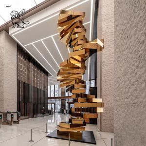 Kinetic Sculpture Stainless Steel Indoor Mirror Polished Abstract Art Modern