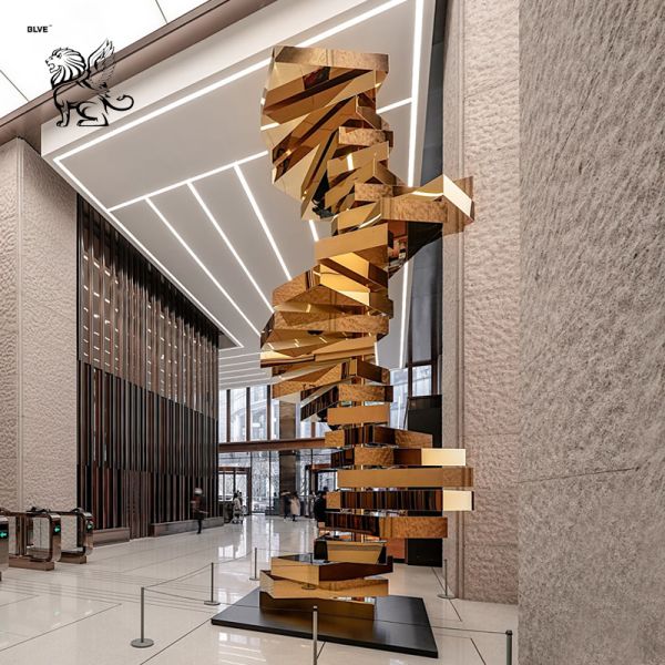 Kinetic Sculpture Stainless Steel Indoor Mirror Polished Abstract Art Modern