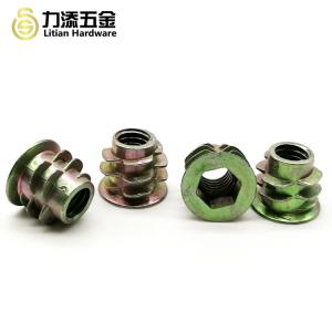 D E B Wood Insert Lock Nut , M4 M6 M8 M10 Hex Drive Threaded Inserts For Wood